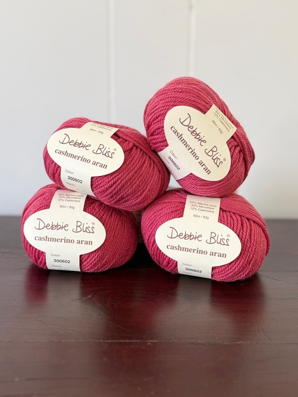 (4) Debbie Bliss Cashmerino Aran - Dark Pink 300602 - Merino/Microfibre/Cashmere